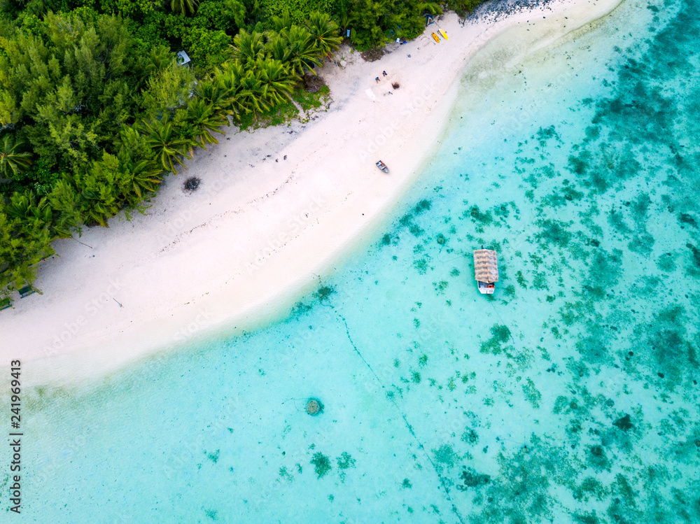 An aerial view of Muri Lagoon on Rarotonga in the Cook Islands