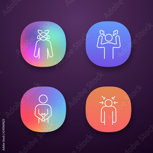 Emotional stress app icons set