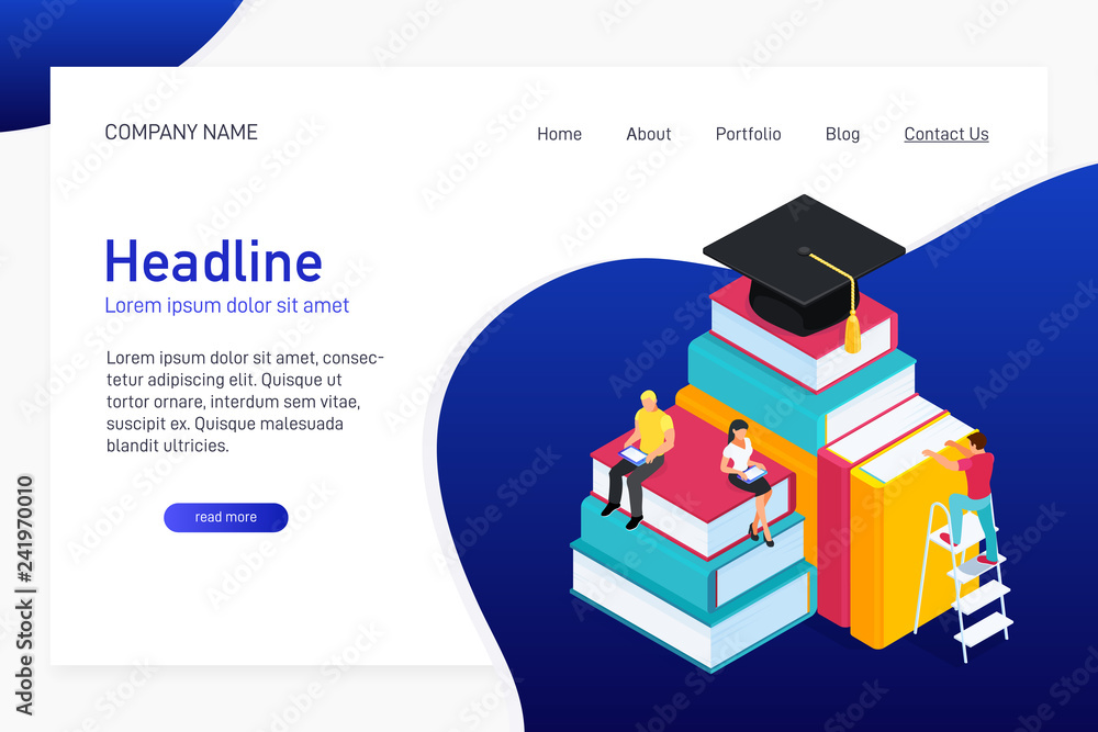 Isometric concept of e-learning. Isometric concept of e-learning.