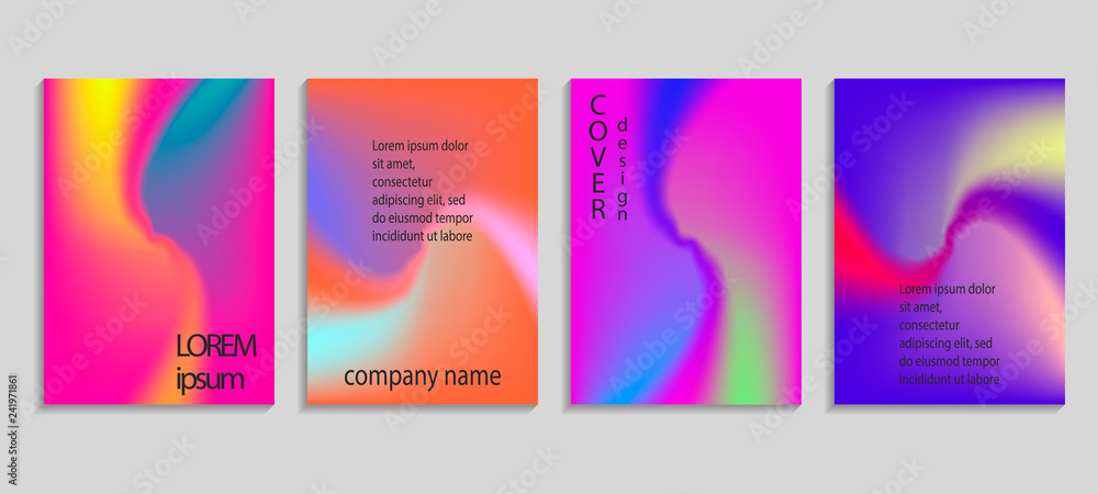 Minimal abstract vector holographic cover design template. Holography gradient background. Vector templates for placards, banners, flyers, presentations and reports