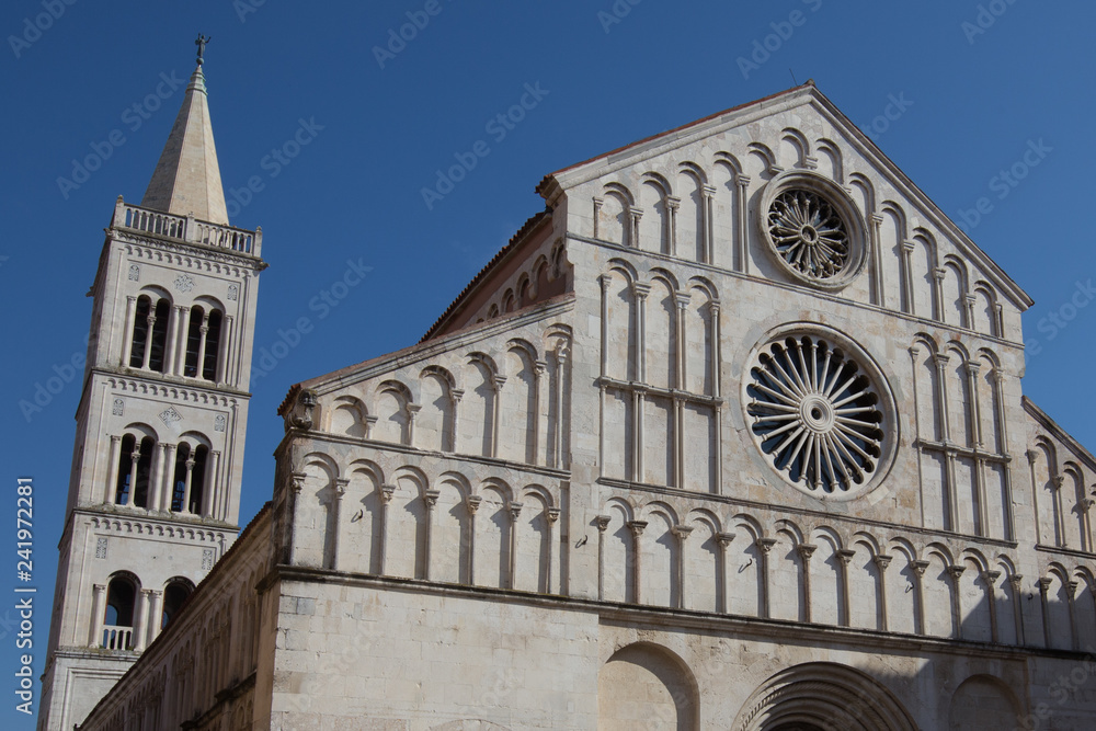 Picturesque outdoors view at cathedral in town Zadar,