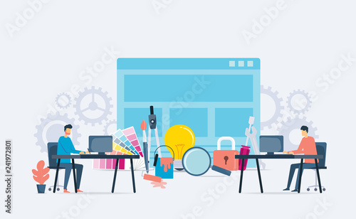 graphic design and web developer working  and business teamwork concept