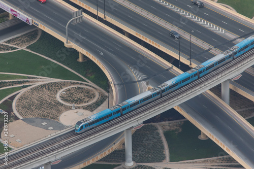  Burj Khalifa tallest building in the world. Dubai evening sunset skyline. Dubai skyscrapers. Dubai busy roads, highways. Dubai metro