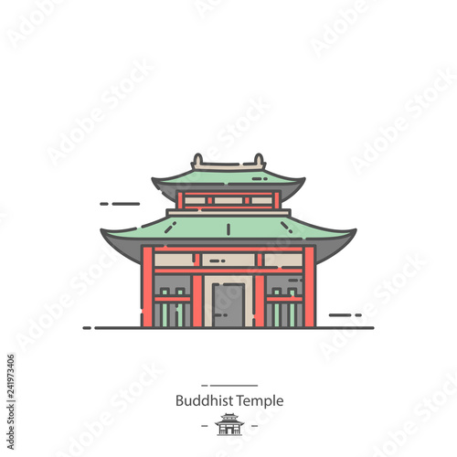 Buddhist temple - Line color icon