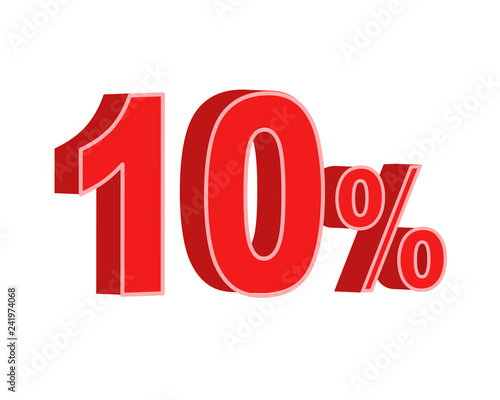 10% percent off, discount 3d vector illustration