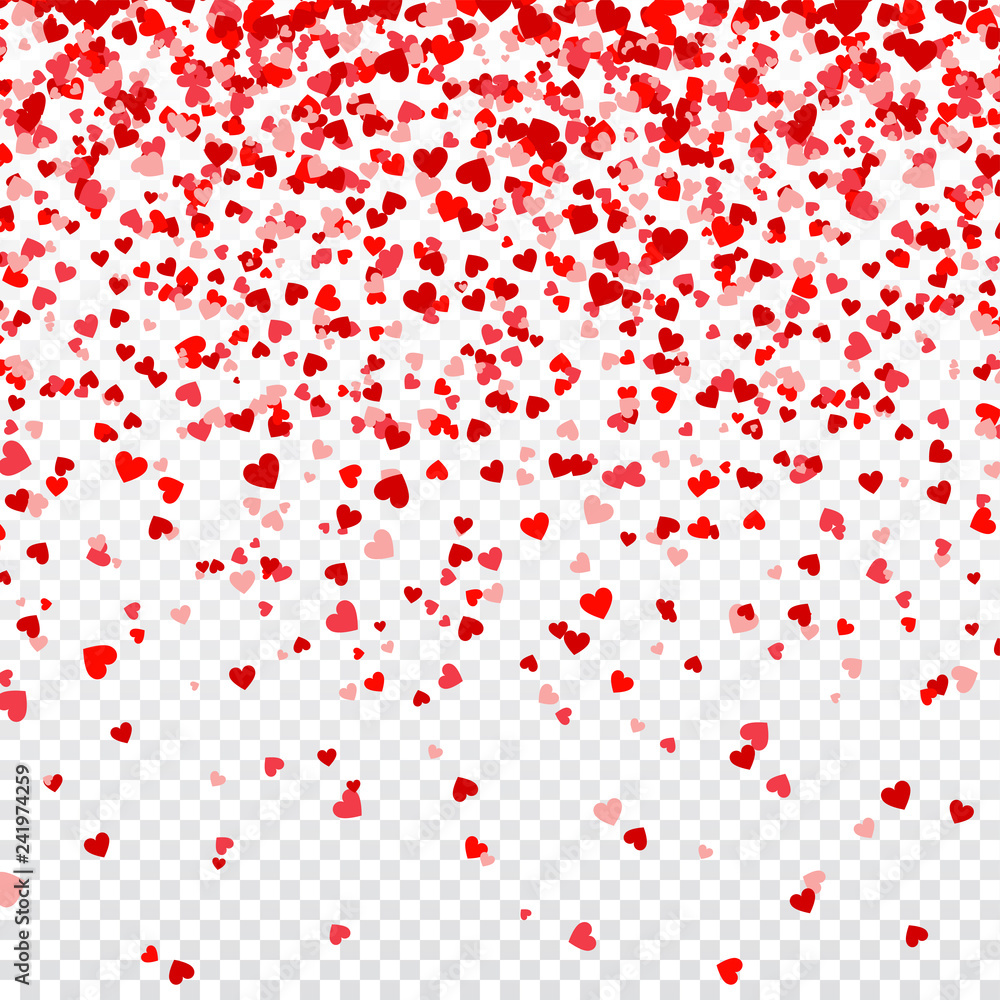 Valentines Day Background With Falling Red Hearts. Heart Shaped Paper Confetti. February 14 Greeting Card. Valentines Day Background With Falling Red Hearts. Heart Shaped Paper Confetti. February 14 Greeting Card.