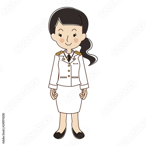 Thai female with white government officer uniform.