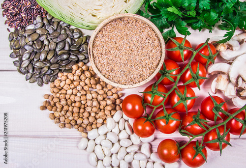 Food ingredients containing a large amount of zinc. Healthy diet.