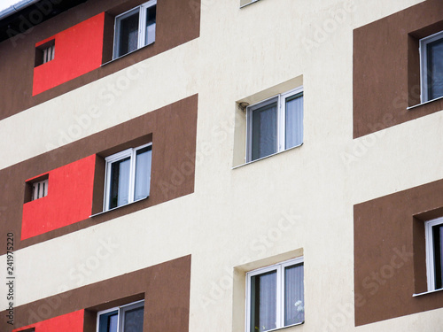 New reconditioned building block facade close up shot on cloudy winter day.  © Alpar