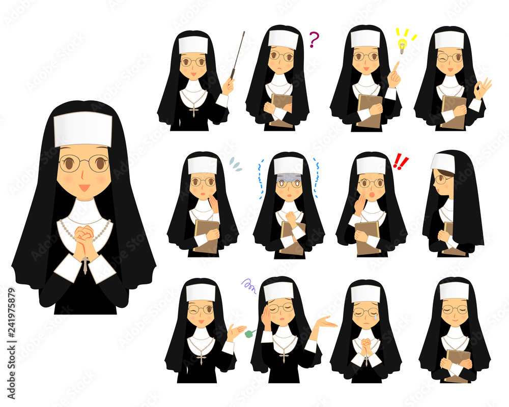 修道女 シスター 色々な表情とポーズ セット 上半身 Stock Vector Adobe Stock