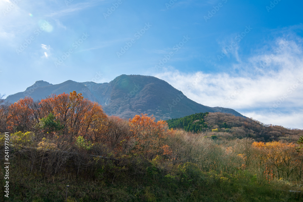 秋の由布岳パーキングエリア