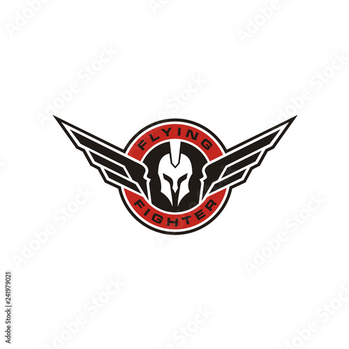 Spartan Warrior Helmet with Wings Emblem Badge Logo design