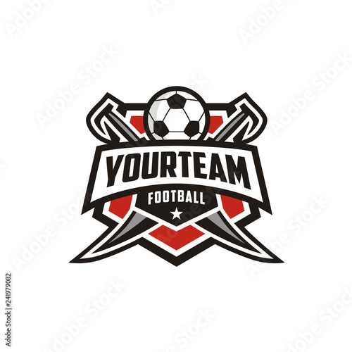 Football Soccer Club Emblem Badge Logo design with sword
