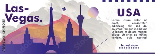 Obraz USA Stany Zjednoczone Las Vegas panoramę miasta gradient wektor transparent