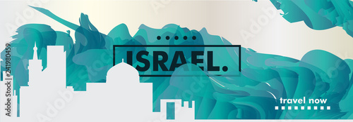 Israel Jerusalem Tel Aviv skyline city gradient vector banner
