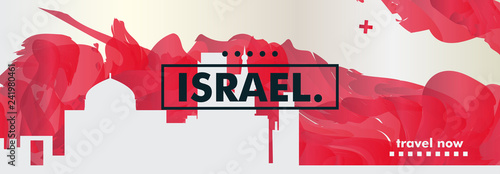 Israel Jerusalem Tel Aviv skyline city gradient vector banner