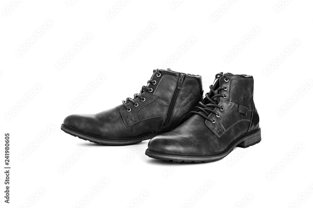 Men's shoes black casual. Isolated on white background