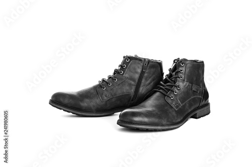 Men's shoes black casual. Isolated on white background © SlayStorm