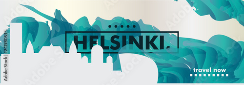 Finland Helsinki skyline city gradient vector banner