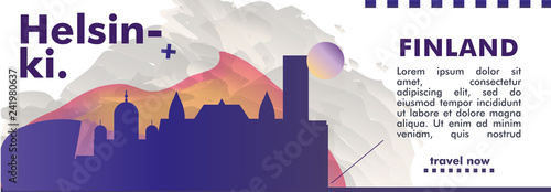 Finland Helsinki skyline city gradient vector banner