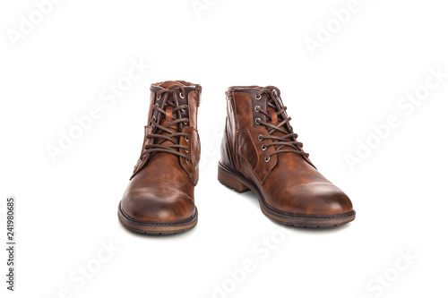Men's shoes brown casual. Isolated on white background
