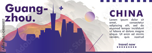 China Guangzhou skyline city gradient vector banner