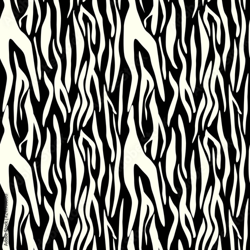 Zebra Stripes Seamless Pattern  nature background  tribal ornament  vector