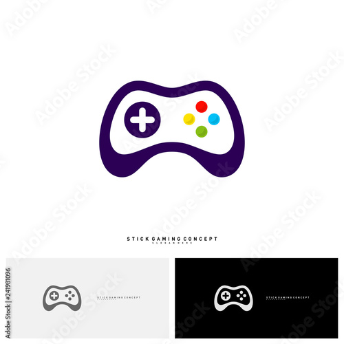 Joystick Game Logo Concept Template Design Vector. Game Planet logo Symbol - Vector