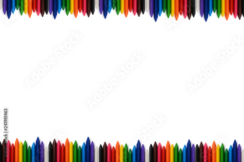 Multicolored pencils with free space for text.