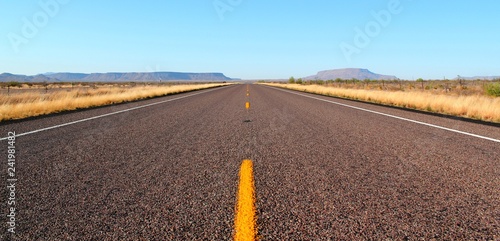Endless open straight road in Big Bend National Park in Texas