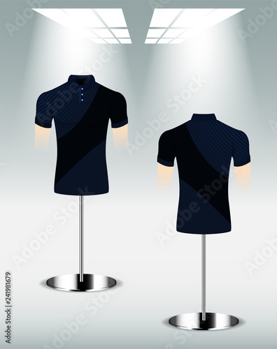 Polo shirt design back and front, dark blue color