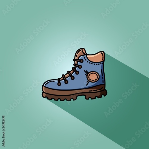 Hiking boot flat vector illustration for web