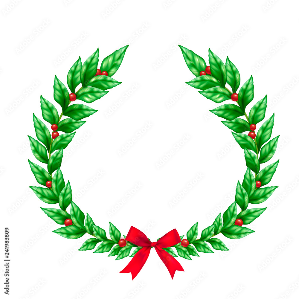 Fototapeta premium Christmas Wreath Realistic Sign