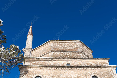 snow ice winter in Ioannina city ItsCale area  mosque Greece photo