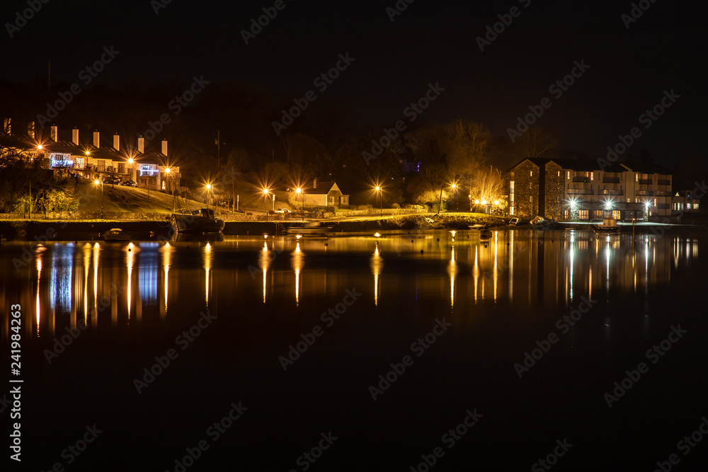 Night lights in Newport river