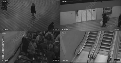 CCTV public space split screen camera