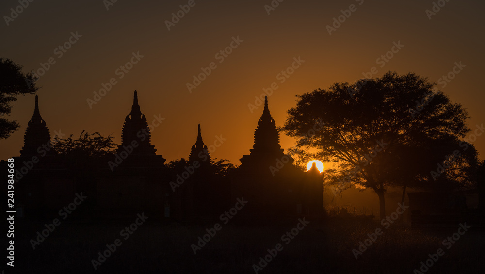 Sunset over the temples of Bagan, Myanmar