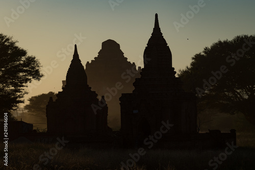 Sunset over the temples of Bagan  Myanmar