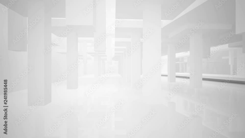 Abstract white interior multilevel public space with window. 3D animation and rendering. Abstract white interior multilevel public space with window. 3D animation and rendering.