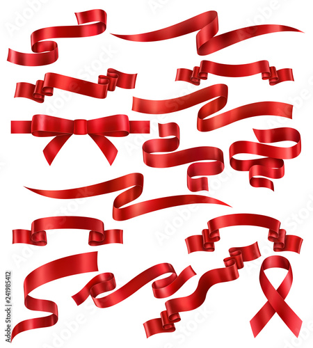 Set of Red Ribbons