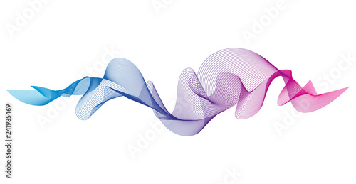 Wave of the many colored lines. Abstract wavy stripes on a white background isolated. Creative line art. Design elements created using the Blend Tool. 