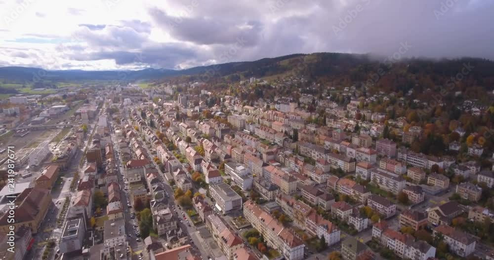 La Chaux-de-Fonds lateral traveling - Aerial 4K La Chaux-de-Fonds lateral traveling - Aerial 4K