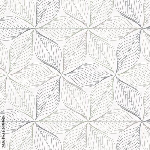 linear vector pattern  repeating abstract leaves  gray line of leaf or flower  floral. graphic clean design for fabric  event  wallpaper etc. pattern is on swatches panel.