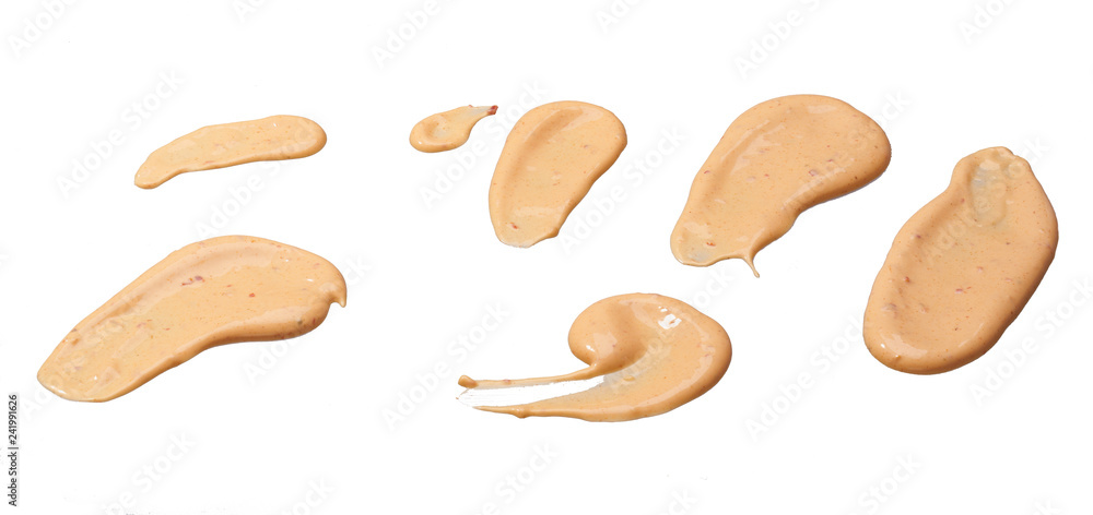 Brush strokes paprika sauce isolated on white background. Brush strokes paprika sauce isolated on white background.