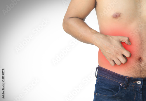 Man hand scratching an itch