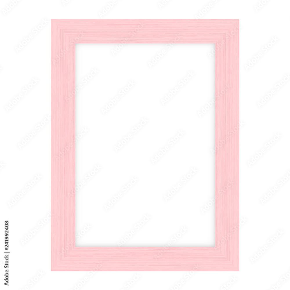 Pink wood picture frame on white background Pink wood picture frame on white background
