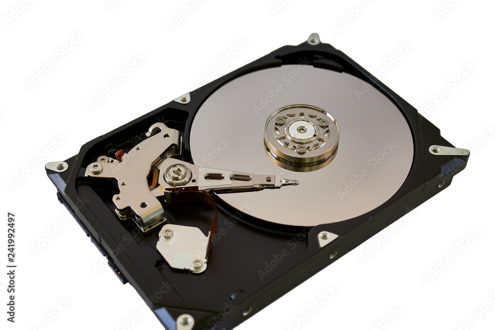 Disassembled colorful hard drive from the computer Disassembled colorful hard drive from the computer