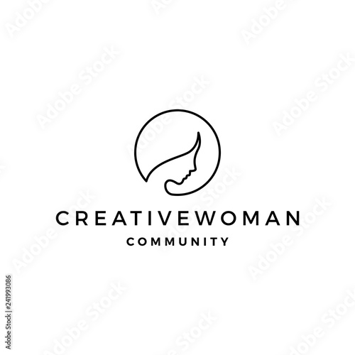 woman logo vector icon illustration line outline monoline