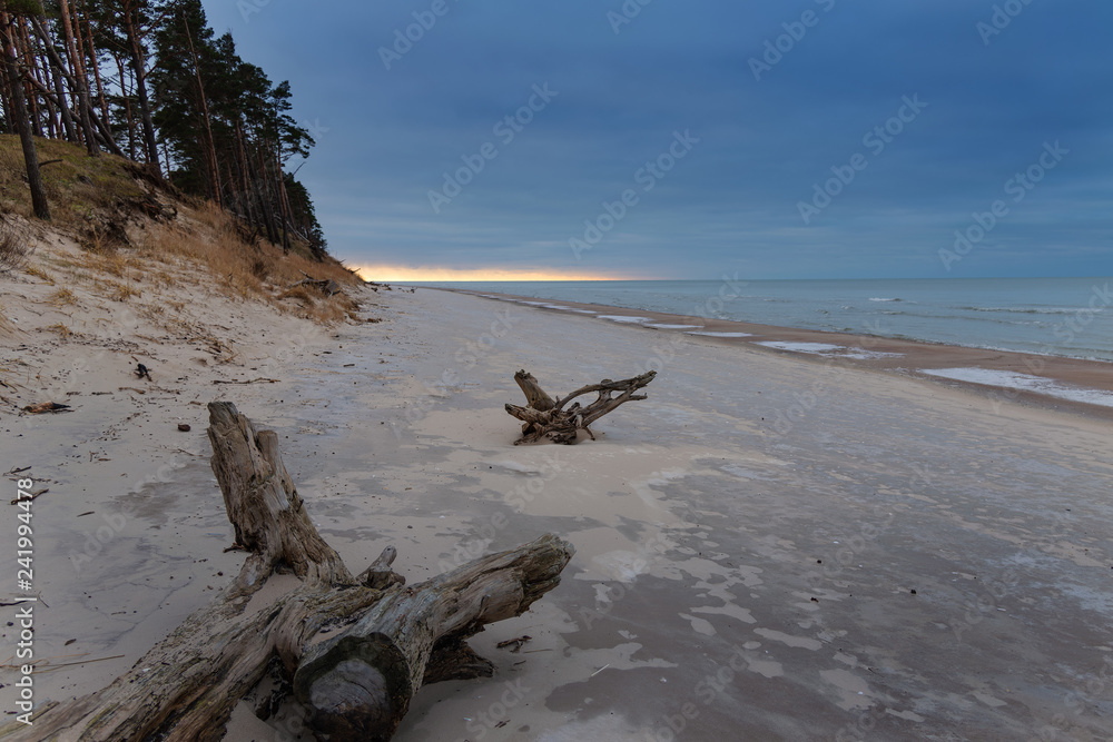 Cold winter wheather at Baltic sea, Latvia coast.