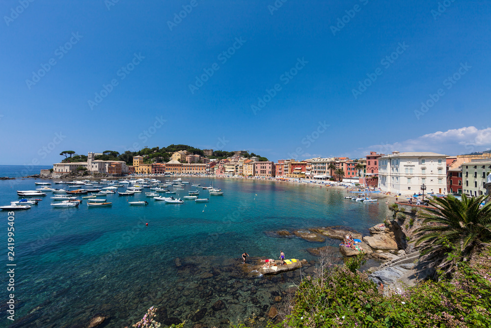 Baia di Silenzio beach, Sestri Levante, Cinque Terre, Genoa province, Liguria, Italy, Europe, July 2013